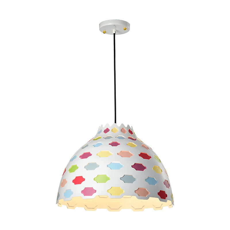Modern Metal Hanging Pendant Light - Hemisphere Design Multi-Color 1 Bulb