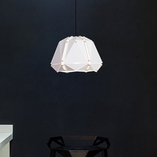 Modern Geometric Metal Hanging Light: White/Pink 1-Head Suspended Lighting Fixture for Bedroom