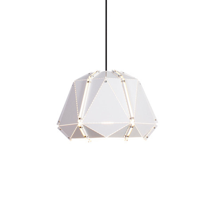 Modern Geometric Metal Hanging Light: White/Pink 1-Head Suspended Lighting Fixture for Bedroom