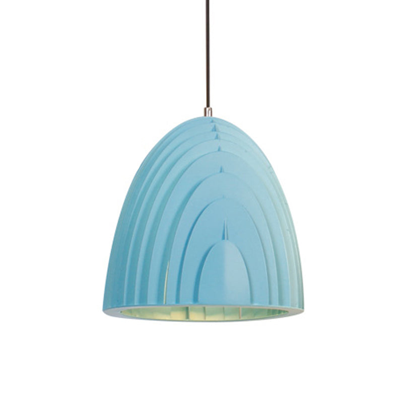 Macaron Down Lighting Pendant Light With Blue/White Trumpet Metal Shade