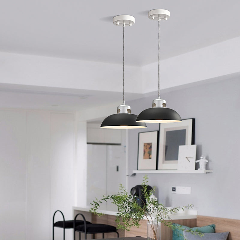 Modern Flared Metal Pendant Light - 1 Head Black/Grey Ceiling Suspension Lamp For Dining Room
