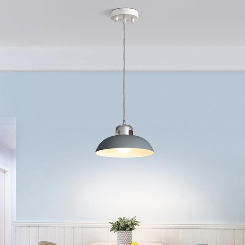 Modern Flared Metal Pendant Light - 1 Head Black/Grey Ceiling Suspension Lamp For Dining Room