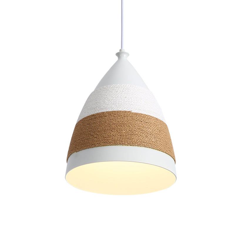 Contemporary Domed Pendant Lamp - Metal, 1 Head, 9"/14" Wide, White Ceiling Hanging Light