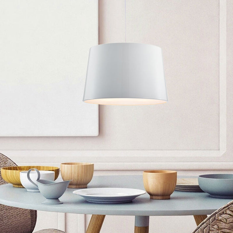 Suspension tambour moderne à 1 ampoule noire/blanche avec abat-jour en métal, éclairage de plafond suspendu