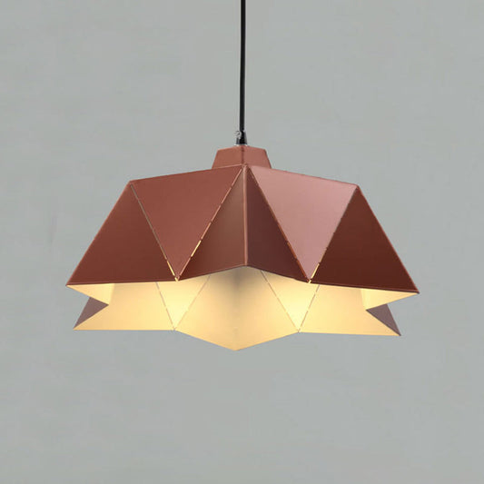 Rustic Pink Hanging Lamp: Ridged Macaron Design | Metal Pendant Light for Bedroom