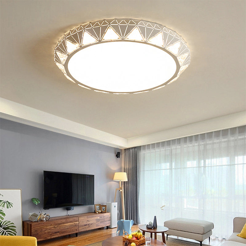 Contemporary Crystal White LED Ceiling Light - Modern Tapered Shape - Remote Control & Stepless Dimming Options