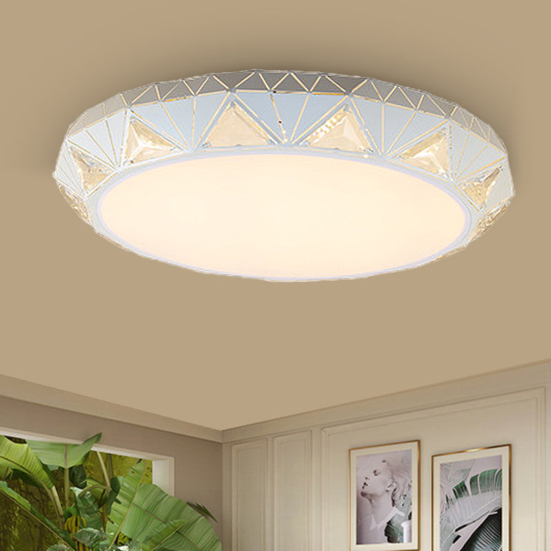 Contemporary Crystal White LED Ceiling Light - Modern Tapered Shape - Remote Control & Stepless Dimming Options