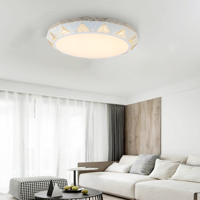 Contemporary Crystal White LED Ceiling Light - Modern Tapered Shape - Remote Control & Stepless Dimming Options