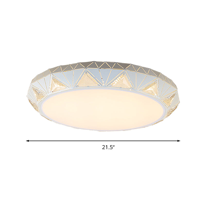 Contemporary Crystal White LED Ceiling Light - Modern Tapered Shape - Remote Control & Stepless Dimming Options