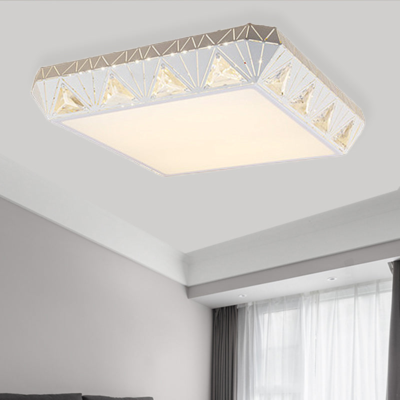Contemporary Crystal White LED Ceiling Light - Modern Tapered Shape - Remote Control & Stepless Dimming Options
