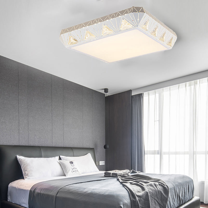 Contemporary Crystal White LED Ceiling Light - Modern Tapered Shape - Remote Control & Stepless Dimming Options