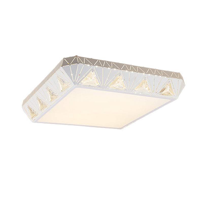 Contemporary Crystal White LED Ceiling Light - Modern Tapered Shape - Remote Control & Stepless Dimming Options
