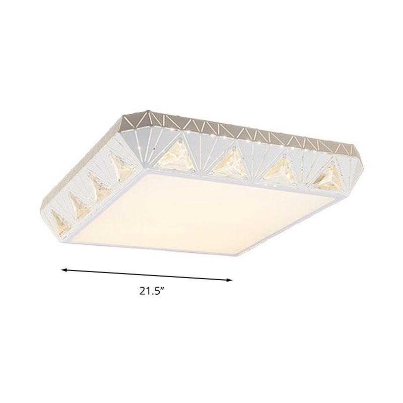 Contemporary Crystal White LED Ceiling Light - Modern Tapered Shape - Remote Control & Stepless Dimming Options