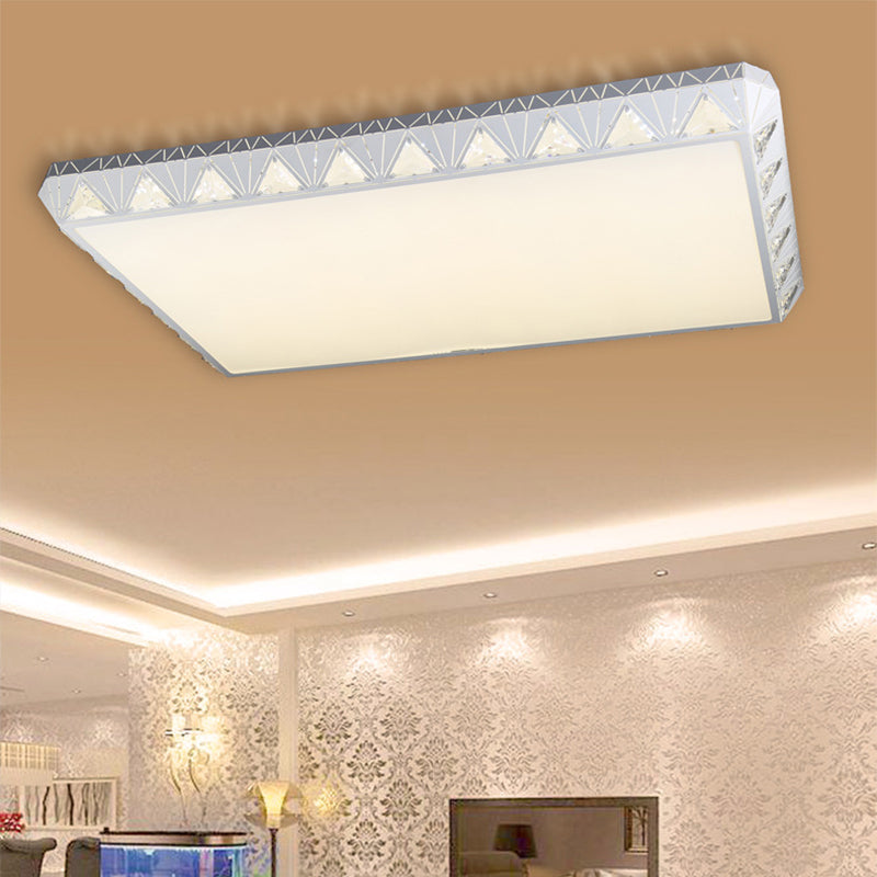 Contemporary Crystal White LED Ceiling Light - Modern Tapered Shape - Remote Control & Stepless Dimming Options