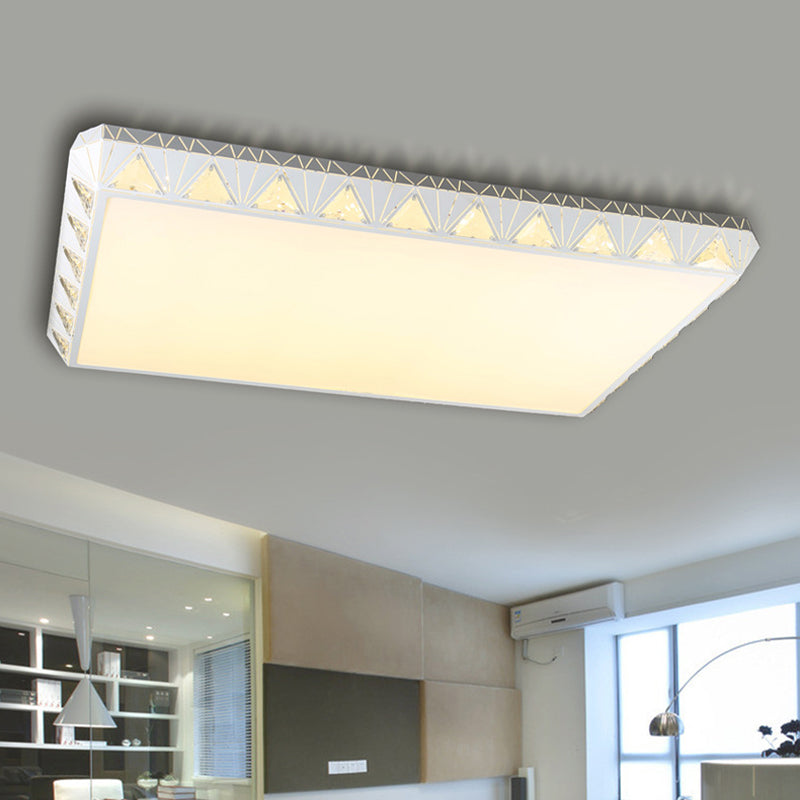 Contemporary Crystal White LED Ceiling Light - Modern Tapered Shape - Remote Control & Stepless Dimming Options