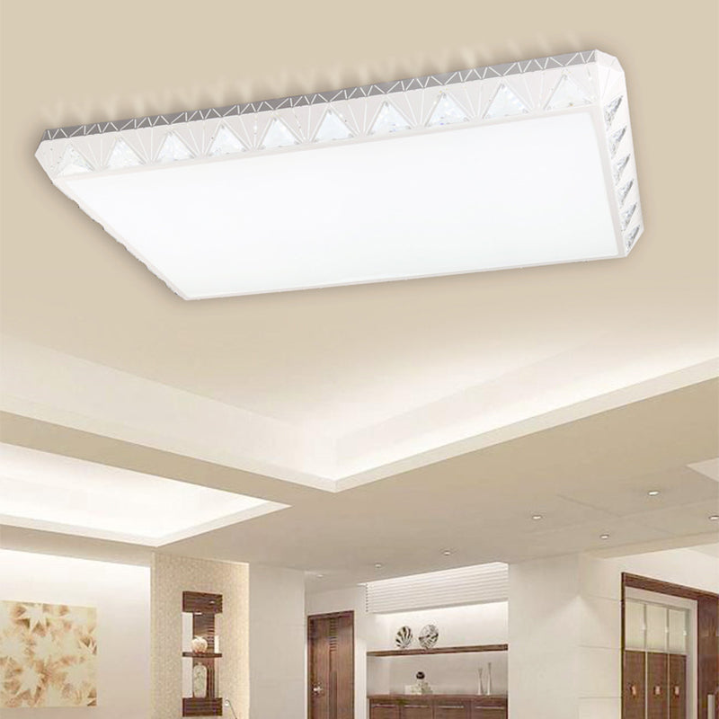 Contemporary Crystal White LED Ceiling Light - Modern Tapered Shape - Remote Control & Stepless Dimming Options