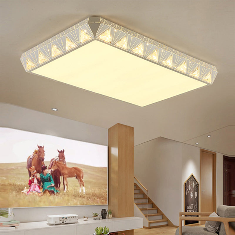 Contemporary Crystal White LED Ceiling Light - Modern Tapered Shape - Remote Control & Stepless Dimming Options