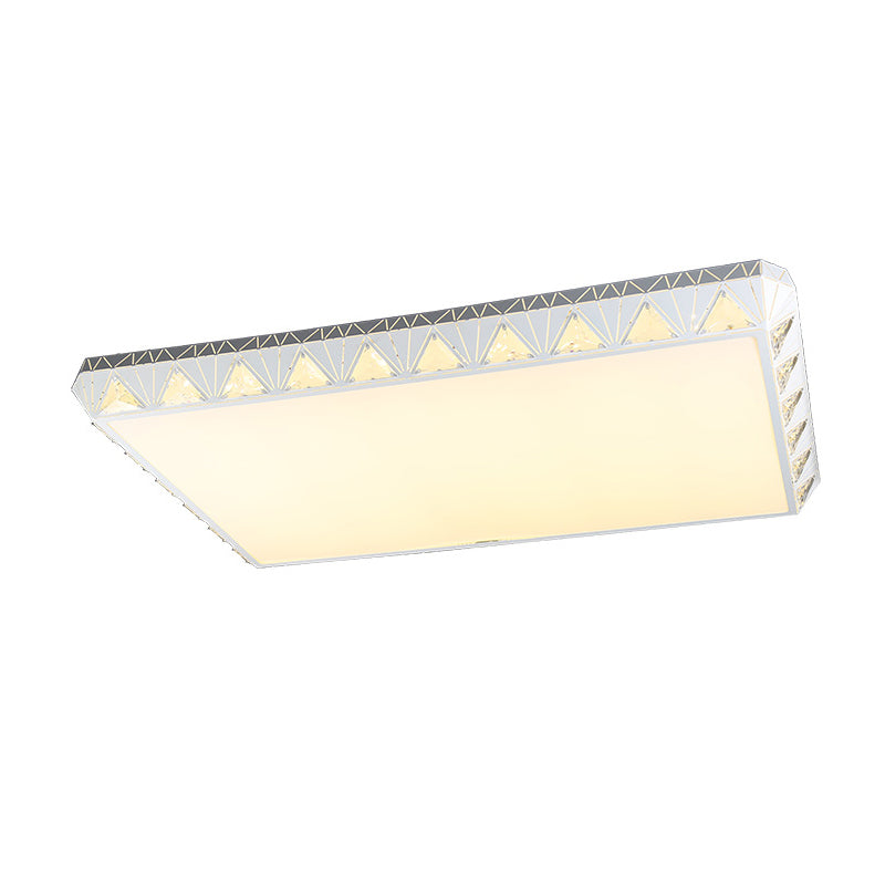 Contemporary Crystal White LED Ceiling Light - Modern Tapered Shape - Remote Control & Stepless Dimming Options