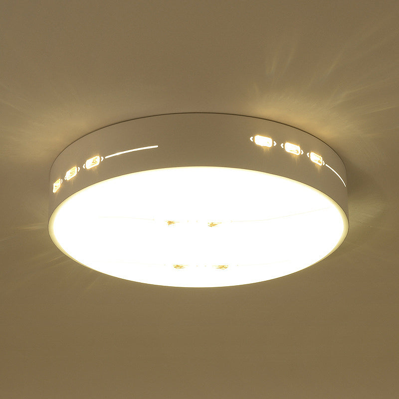 LED Flush Mount Light with Crystal Accent, White Simple Style - Rectangle/Square/Round Design, 18.5"/19.5"/31" Wide