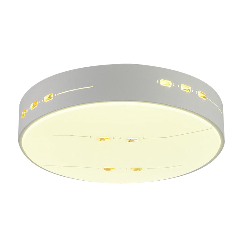 LED Flush Mount Light with Crystal Accent, White Simple Style - Rectangle/Square/Round Design, 18.5"/19.5"/31" Wide