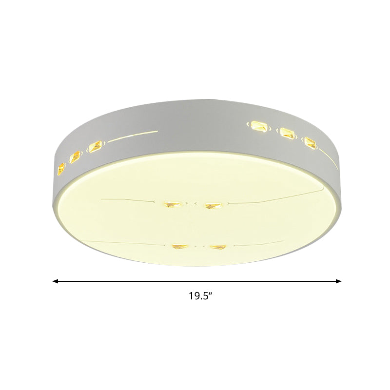 LED Flush Mount Light with Crystal Accent, White Simple Style - Rectangle/Square/Round Design, 18.5"/19.5"/31" Wide