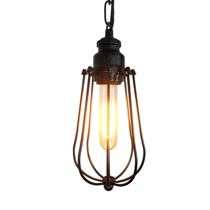 Vintage Black/Rust Pendant Bedroom Ceiling Light with Metal Shade