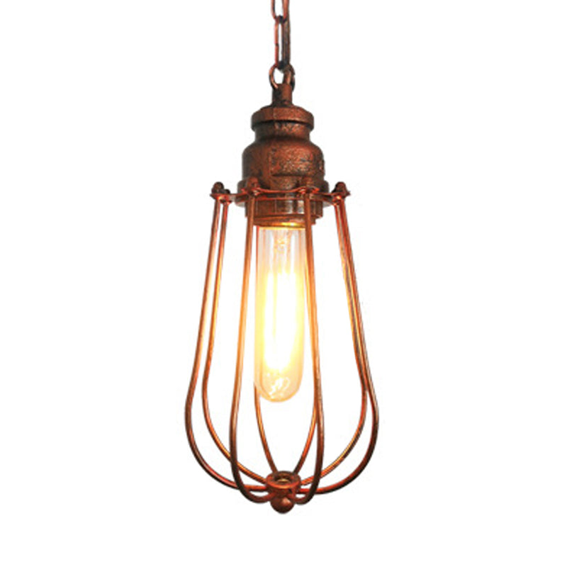 Vintage Black/Rust Pendant Bedroom Ceiling Light with Metal Shade