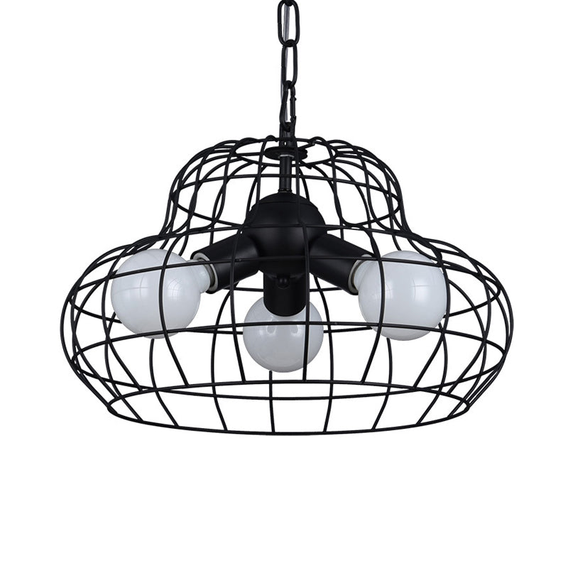 Vintage Metal Black Chandelier Pendant With 3 Lights - Stylish Lighting For Living Room