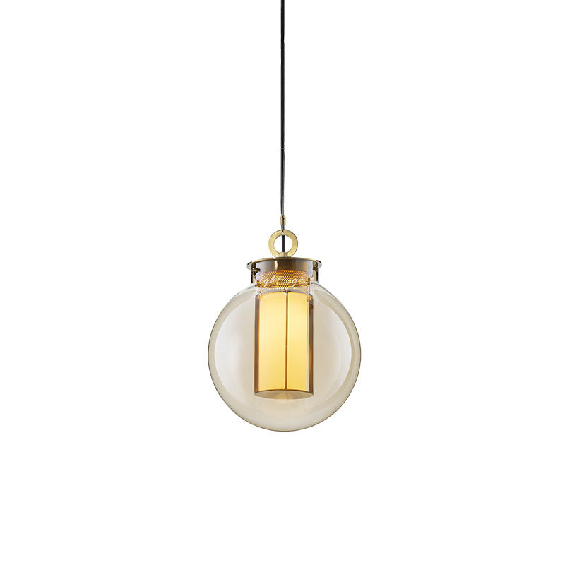 Rustic Cognac Glass Pendant Light - 7/10 Wide 1 Head Restaurant Hanging Fixture