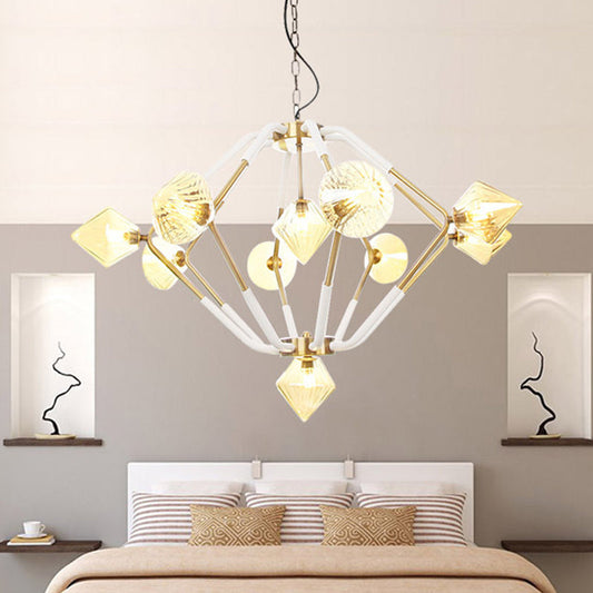 Lustre conique moderne en verre ambré - Plafonnier à 10 têtes pour chambre à coucher