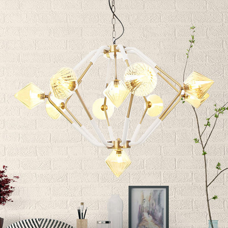 Lustre conique moderne en verre ambré - Plafonnier à 10 têtes pour chambre à coucher