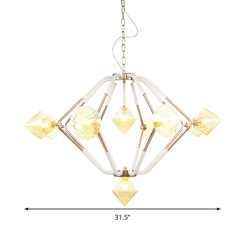 Lustre conique moderne en verre ambré - Plafonnier à 10 têtes pour chambre à coucher