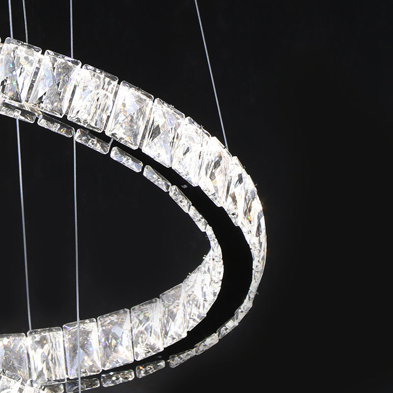 LED Crystal Chandelier Pendant Lamp - Contemporary Twist Design, Chrome Finish, 19"/23.5"/31.5" Width