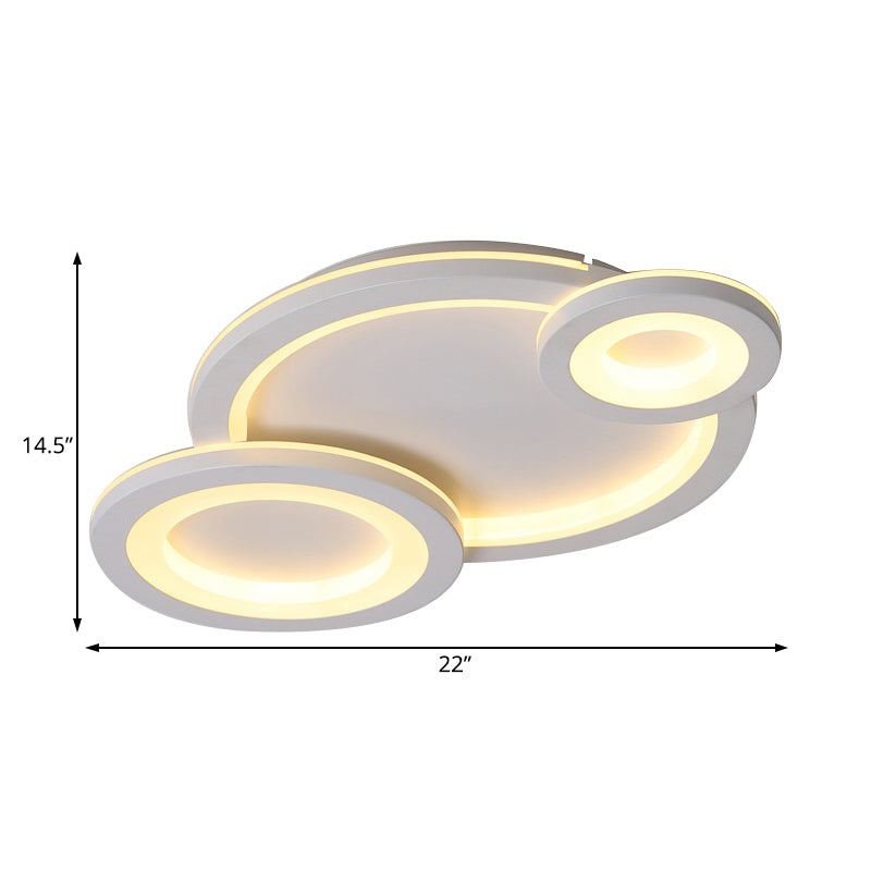 Modern LED Flush Ceiling Lamp with Acrylic Shade - Grey/White Round Mount, Warm/White Light