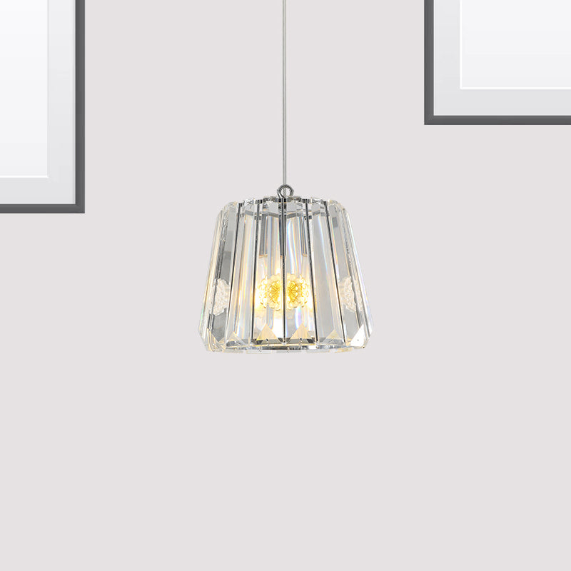 Suspension trapézoïdale noire avec cristal transparent - Lampe à suspension simple pour chambres