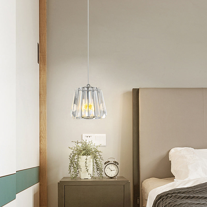 Modern Black Trapezoid Crystal Pendant Bedroom Suspension Lamp