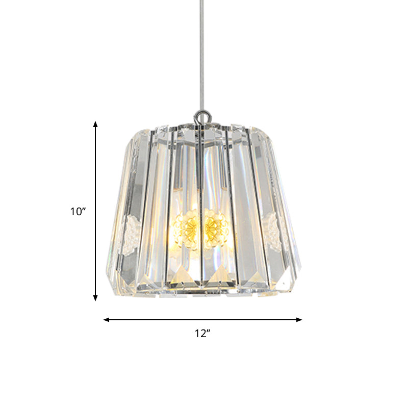 Suspension trapézoïdale noire avec cristal transparent - Lampe à suspension simple pour chambres