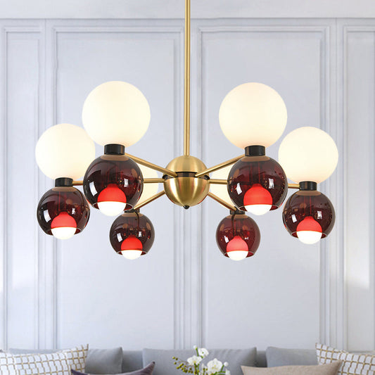 Lustre de plafond Starburst - 12 têtes, luminaire suspendu contemporain en métal en laiton