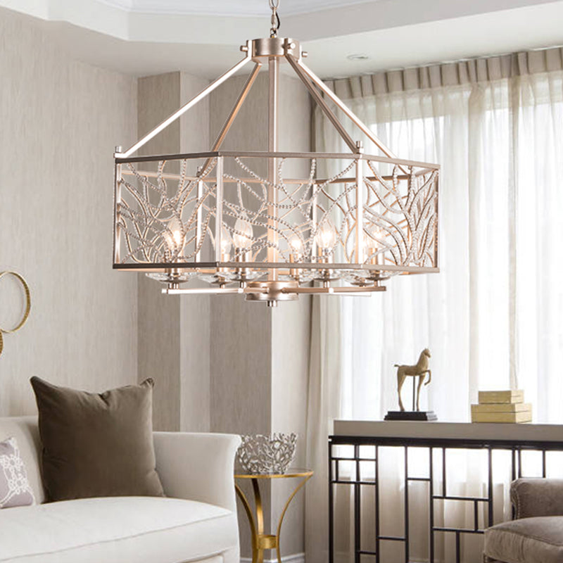 Minimalist Crystal Chandelier - Silver Champagne Pendant Lamp With 6/8 Lights For Living Room 8 /
