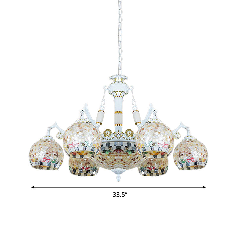 Shell Mosaic Pendant Chandelier - White Tiffany Design - 5/9/11 Lights - Ideal for Living Room Ceiling Suspension
