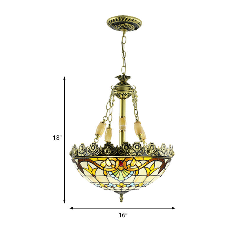 Lustre en vitrail méditerranéen - 3/4 lumières, jaune/bleu - 12"/16" W - Kit d'éclairage suspendu pour cuisine