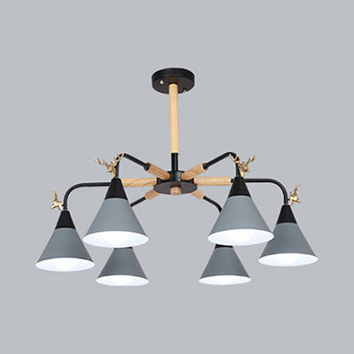 Horn-Shaped Macaroon Pendant Light - Metal Hanging Lamp For Bedroom Grey