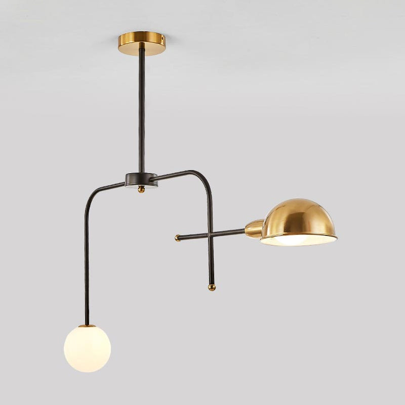 Lustre moderne à bras en métal avec 2/4 ampoules, finition noire et dorée, lampe à suspension de plafond