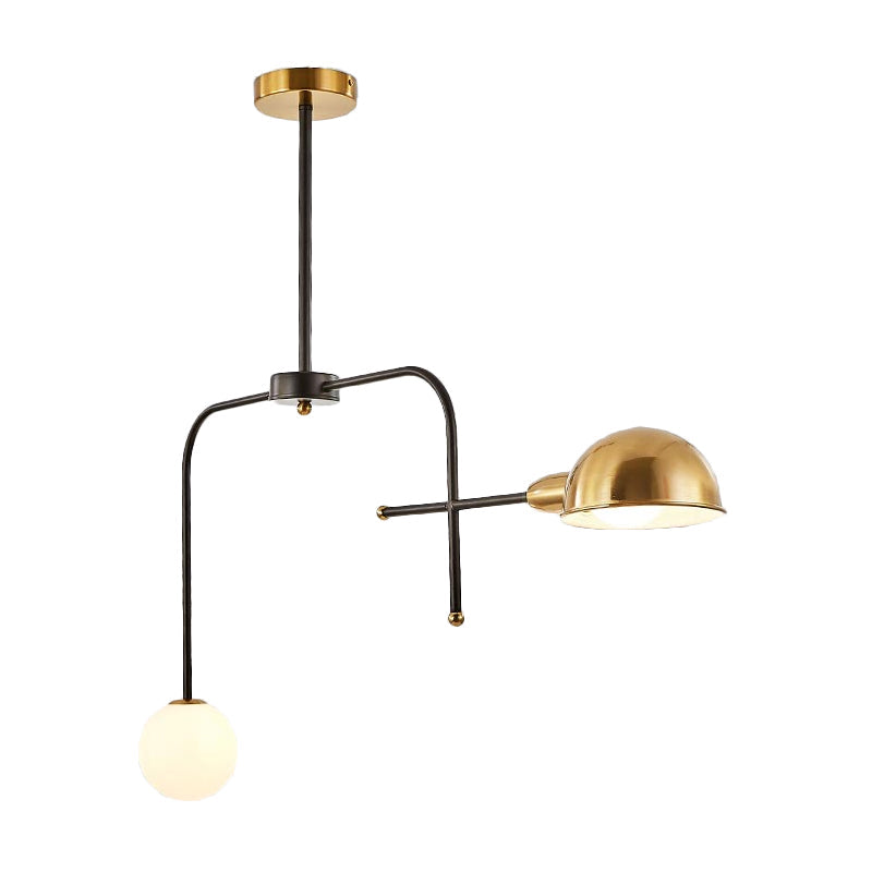Lustre moderne à bras en métal avec 2/4 ampoules, finition noire et dorée, lampe à suspension de plafond