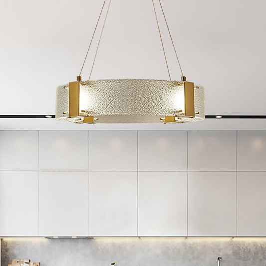 Modern Frosted Glass Pendant Chandelier - Circular Design, 6-Headed, Gold Suspension Lamp