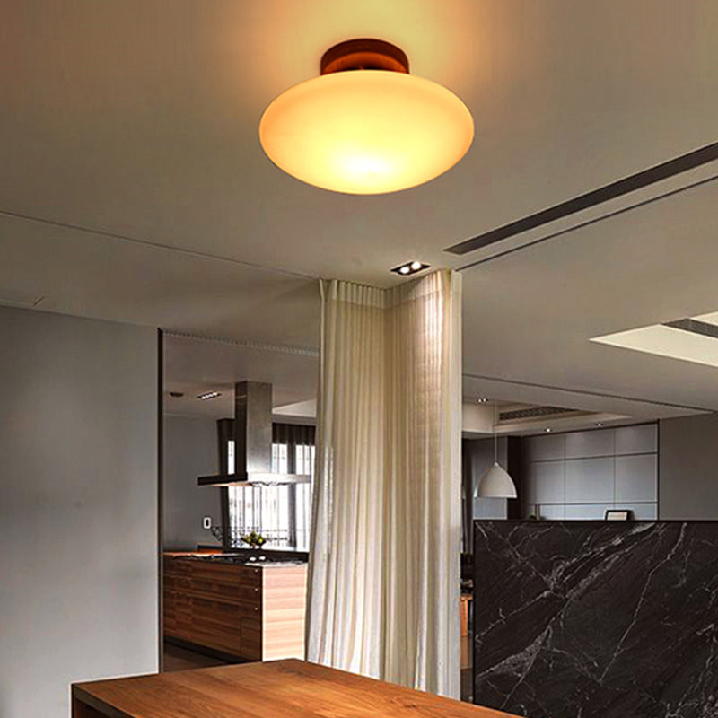 Frosted Glass Semi-Circle/Square Flush Ceiling Light - Modern 1-Light Flush Mount for Corridor