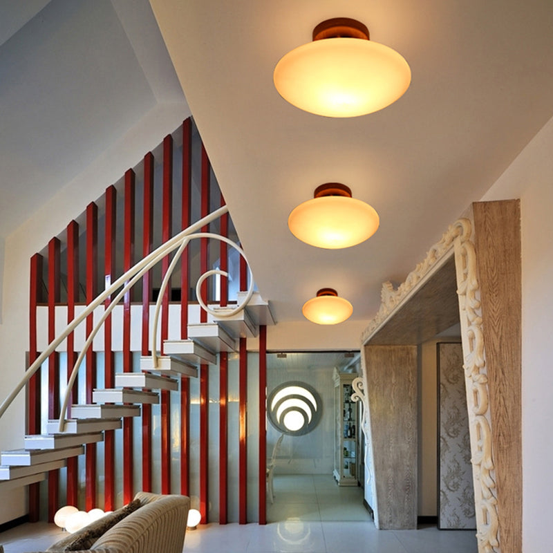 Frosted Glass Semi-Circle/Square Flush Ceiling Light - Modern 1-Light Flush Mount for Corridor