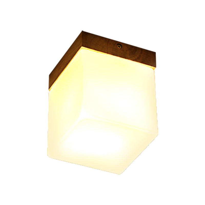Frosted Glass Geometric Flush Mount Light - Nordic Style Ceiling Fixture for Corridor in White