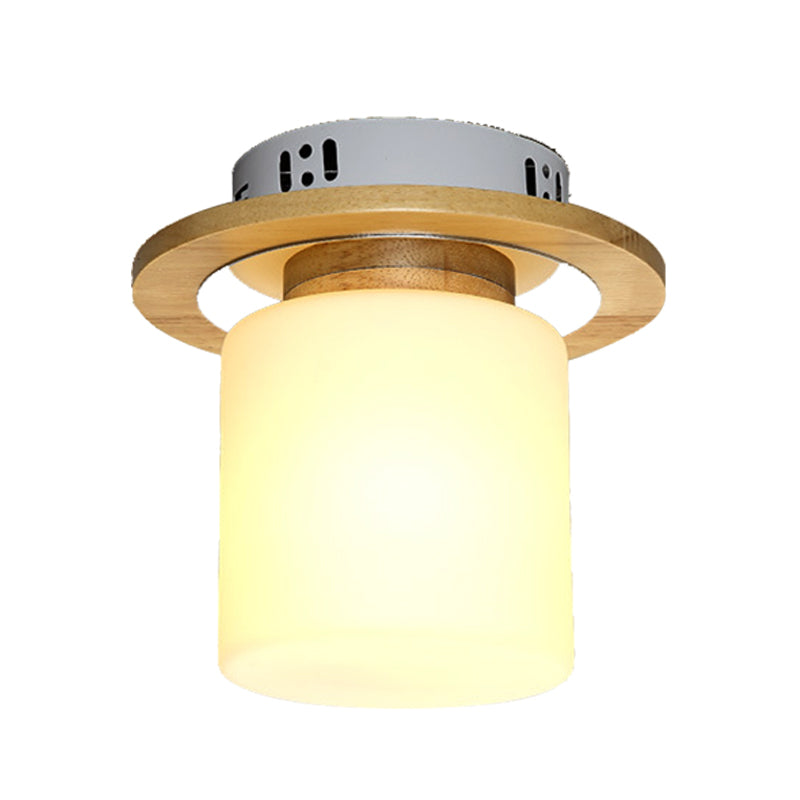 Frosted Glass Geometric Flush Mount Light - Nordic Style Ceiling Fixture for Corridor in White