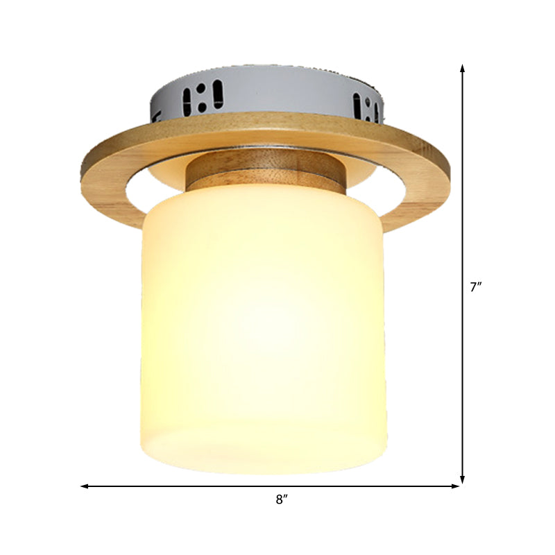 Frosted Glass Geometric Flush Mount Light - Nordic Style Ceiling Fixture for Corridor in White